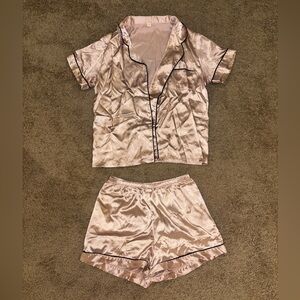 Pink satin pj set